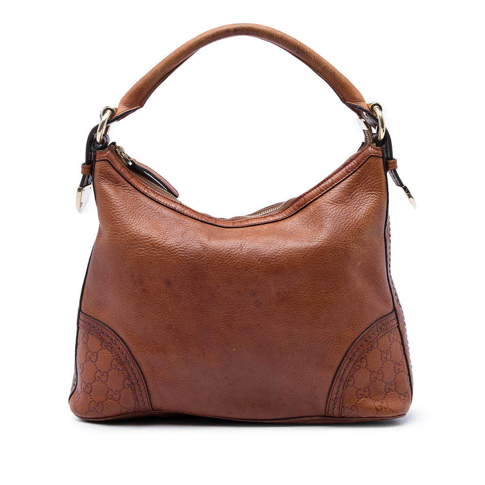 Pre-Loved Gucci Medium Pebbled Calfskin Guccissima Trim Signoria Shoulder Bag